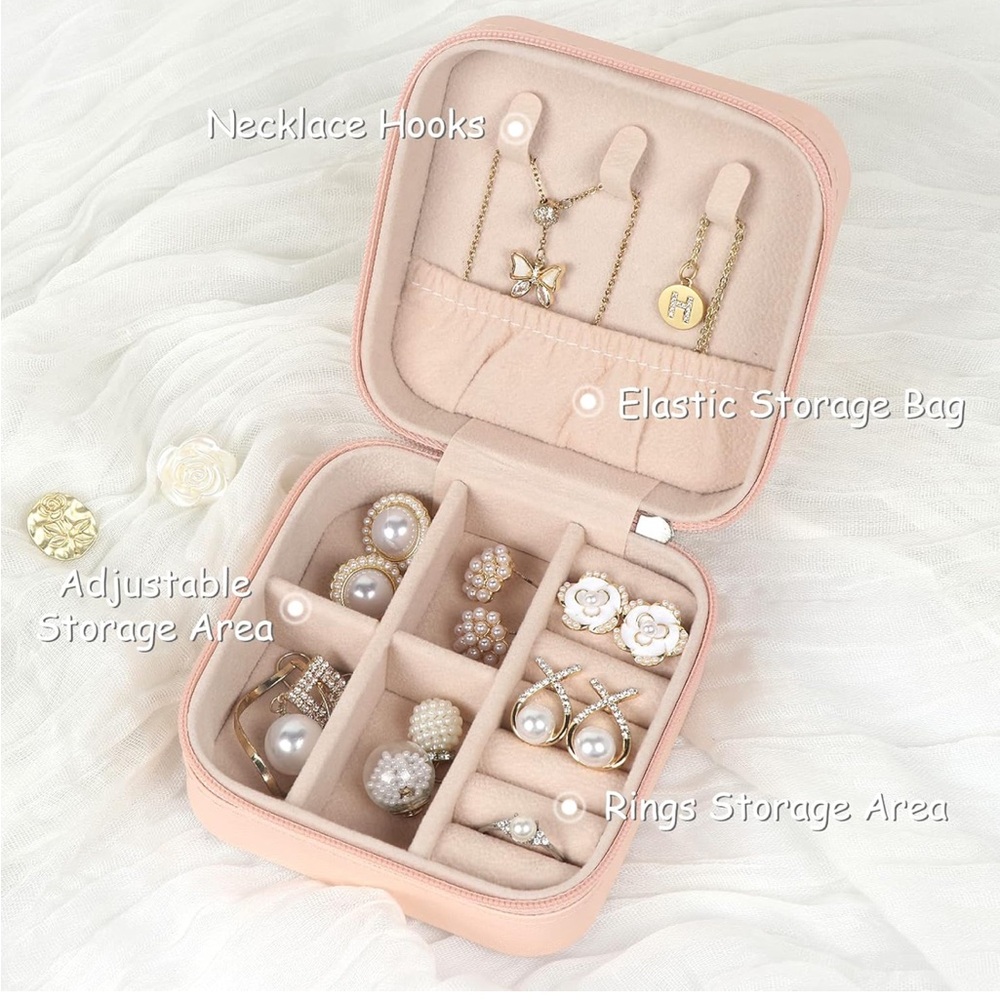 Mini Portable Pink Travel Jewelry Case - Picture 7 of 10